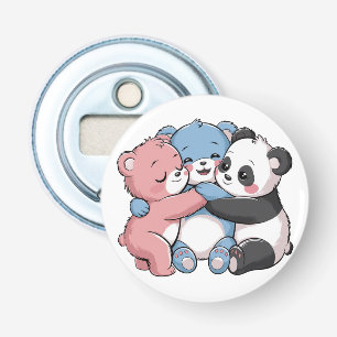 Schattigee teddyberen met panda button flesopener