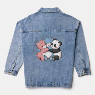 Schattigee teddyberen met panda denim jacket