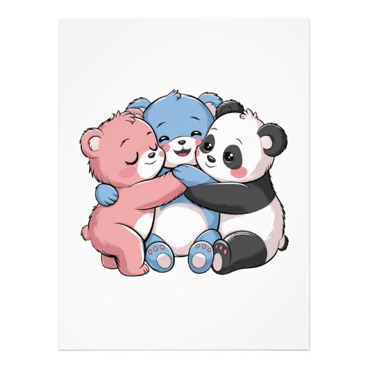 Schattigee teddyberen met panda foto afdruk (Voorkant)