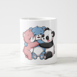 Schattigee teddyberen met panda grote koffiekop