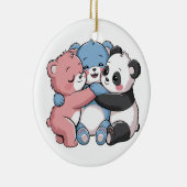 Schattigee teddyberen met panda keramisch ornament (Rechts)