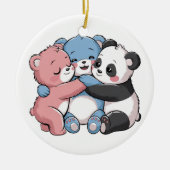 Schattigee teddyberen met panda keramisch ornament (Voorkant)