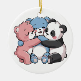 Schattigee teddyberen met panda keramisch ornament