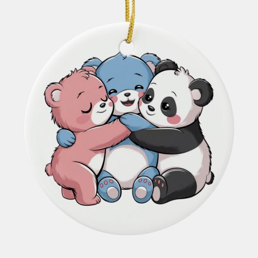 Schattigee teddyberen met panda keramisch ornament (Voorkant)