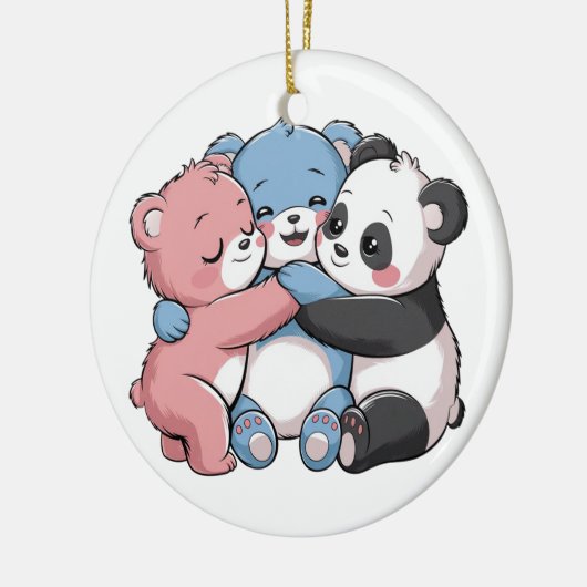 Schattigee teddyberen met panda keramisch ornament (Links)