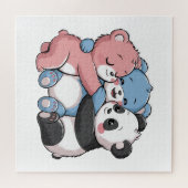 Schattigee teddyberen met panda legpuzzel (Horizontaal)