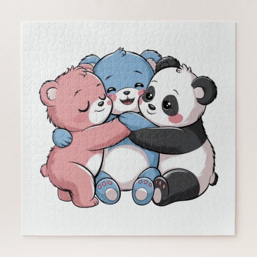 Schattigee teddyberen met panda legpuzzel (Verticaal)