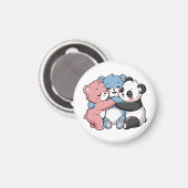 Schattigee teddyberen met panda magneet (Voorkant / Achterkant)