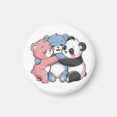 Schattigee teddyberen met panda magneet (Voorkant)