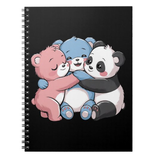 Schattigee teddyberen met panda notitieboek (Voorkant)
