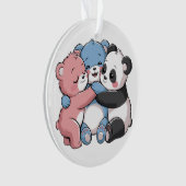 Schattigee teddyberen met panda ornament (voorkant)