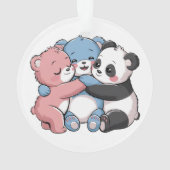 Schattigee teddyberen met panda ornament (achterkant)