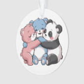 Schattigee teddyberen met panda ornament (voorkant)