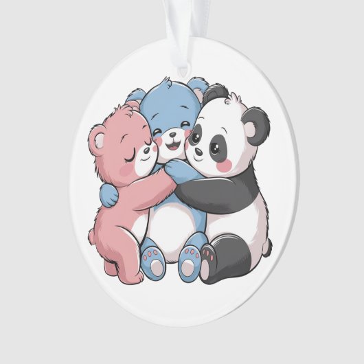 Schattigee teddyberen met panda ornament (voorkant)