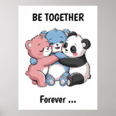 Schattigee teddyberen met panda poster (Voorkant)