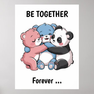Schattigee teddyberen met panda poster