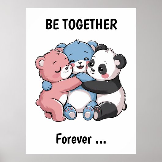 Schattigee teddyberen met panda poster (Voorkant)