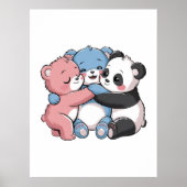 Schattigee teddyberen met panda poster (Voorkant)