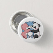 Schattigee teddyberen met panda ronde button 3,2 cm (Voorkant /achterkant)