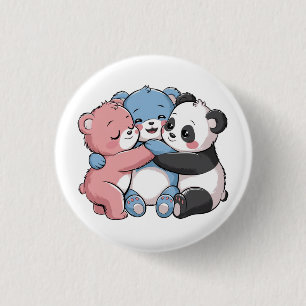 Schattigee teddyberen met panda ronde button 3,2 cm