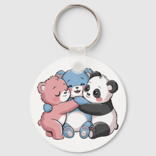 Schattigee teddyberen met panda sleutelhanger