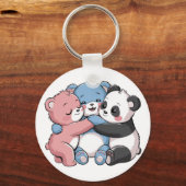 Schattigee teddyberen met panda sleutelhanger (Voorkant)