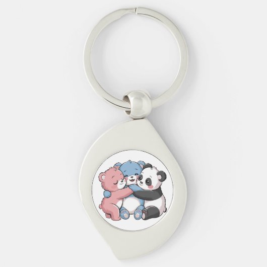 Schattigee teddyberen met panda sleutelhanger (Voorkant)