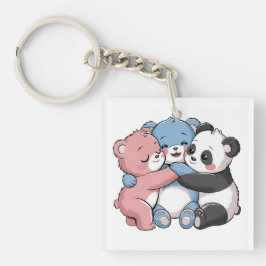 Schattigee teddyberen met panda sleutelhanger
