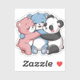 Schattigee teddyberen met panda sticker