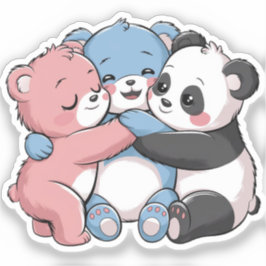 Schattigee teddyberen met panda sticker