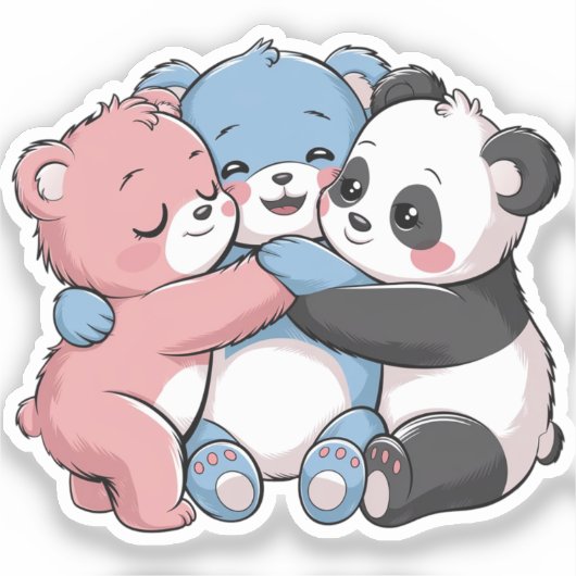 Schattigee teddyberen met panda sticker (Voorkant)