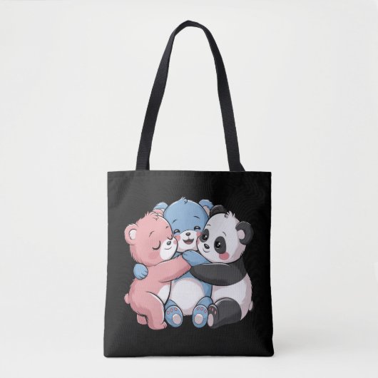Schattigee teddyberen met panda tote bag (Voorkant)