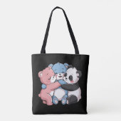 Schattigee teddyberen met panda tote bag (Achterkant)