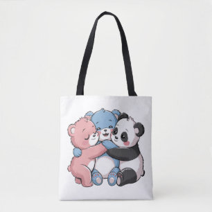 Schattigee teddyberen met panda tote bag