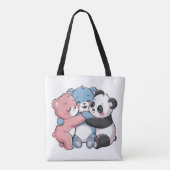 Schattigee teddyberen met panda tote bag (Achterkant)