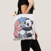Schattigee teddyberen met panda tote bag (Dichtbij)