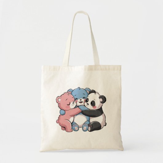 Schattigee teddyberen met panda tote bag (Voorkant)