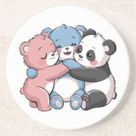 Schattigee teddyberen met panda zandsteen onderzetter