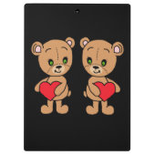 Schattigee teddyberen met rode harten, op maat klembord (Achterkant)