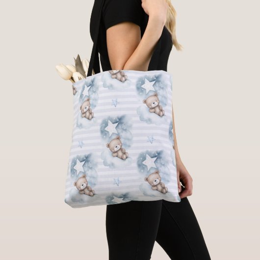 SCHATTIGEE TEDDYBEREN SLAPEN OP BLAUWE WOLKEN TOTE BAG (Dichtbij)