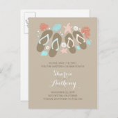 Schattigee teenslippers strand bruiloft save the d aankondigingskaart (Voorkant / Achterkant)