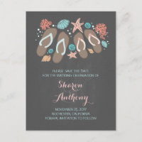 Schattigee teenslippers strand bruiloft save the d