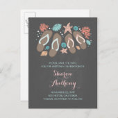 Schattigee teenslippers strand bruiloft save the d aankondigingskaart (Voorkant / Achterkant)