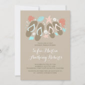 Schattigee teenslippers strand repetitie uitnodigi kaart (Voorkant)