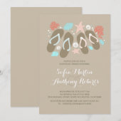 Schattigee teenslippers strand repetitie uitnodigi kaart (Voorkant / Achterkant)