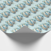 Schattigee tegeljongens baby shower taart cadeaupapier (Hoek)