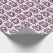 Schattigee tegelmeisjes eenhoorn feest cadeaupapier (Hoek)