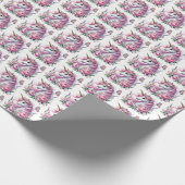 Schattigee tegelmeisjes eenhoorn feest cadeaupapier (Hoek)