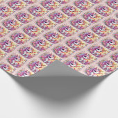 Schattigee tegelmeisjes eenhoorn feest cadeaupapier (Hoek)