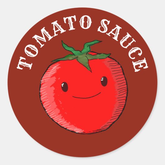 Schattigee Tekening Tomato Classic Ronde Sticker (Voorkant)